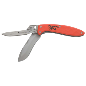 Browning 3220462 Primal Scalpel 2 2.75 Folding Drop Point/Scalpel Plain Blaze Orange 8Cr13MoV SS Blade, Blaze Orange Polymer w/Rubber Overmold Handle