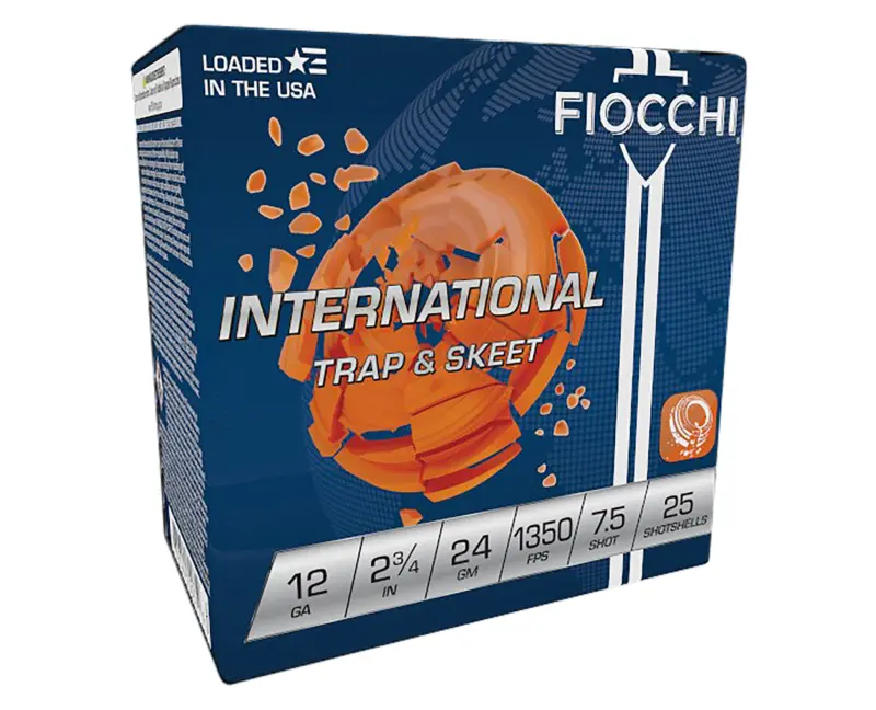 Fiocchi 12IN2475 Exacta Target International Trap Skeet 12Gauge 2.75" 24gram 7.5Shot 25 Per Box/10 Case