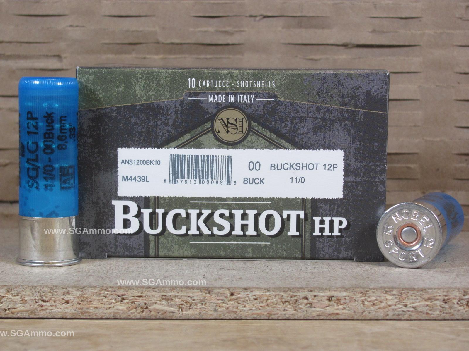 250 Round Case – 12 GAUGE Nobelsport 2.75 Inch 1290 FPS 00 Buckshot 12 Pellet Ammo – ANS1200BK10