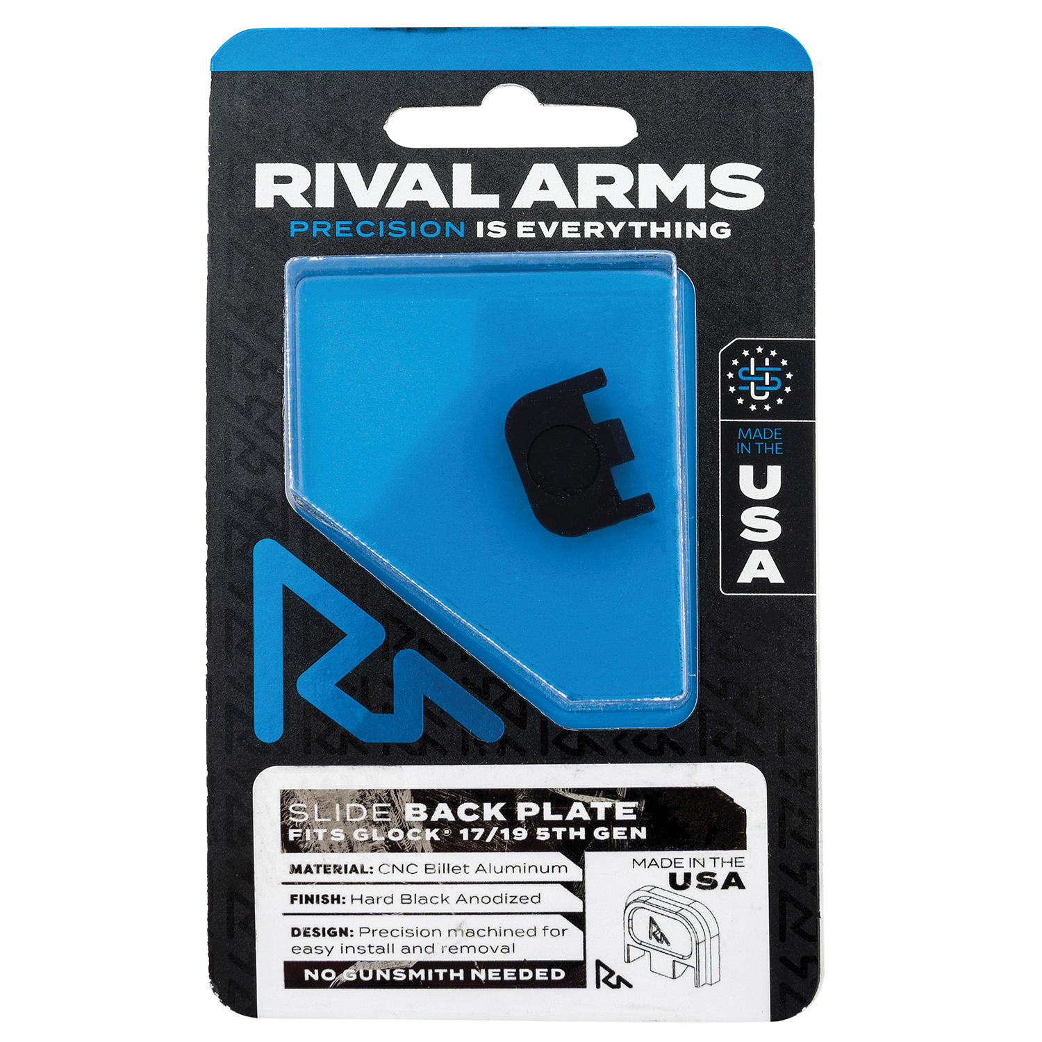 Rival Arms Slide Back Cover Plate for Glock 19 Gen5, Black - RA-RA43G004A