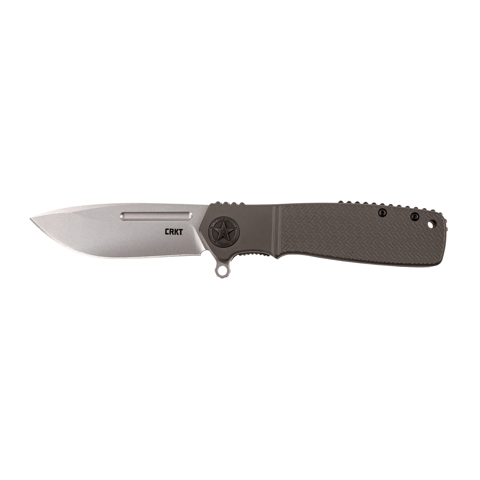 CRKT Homefront Silver Plain 3.56" K252GXP Bead Blasted Sandvik 12C27 OD