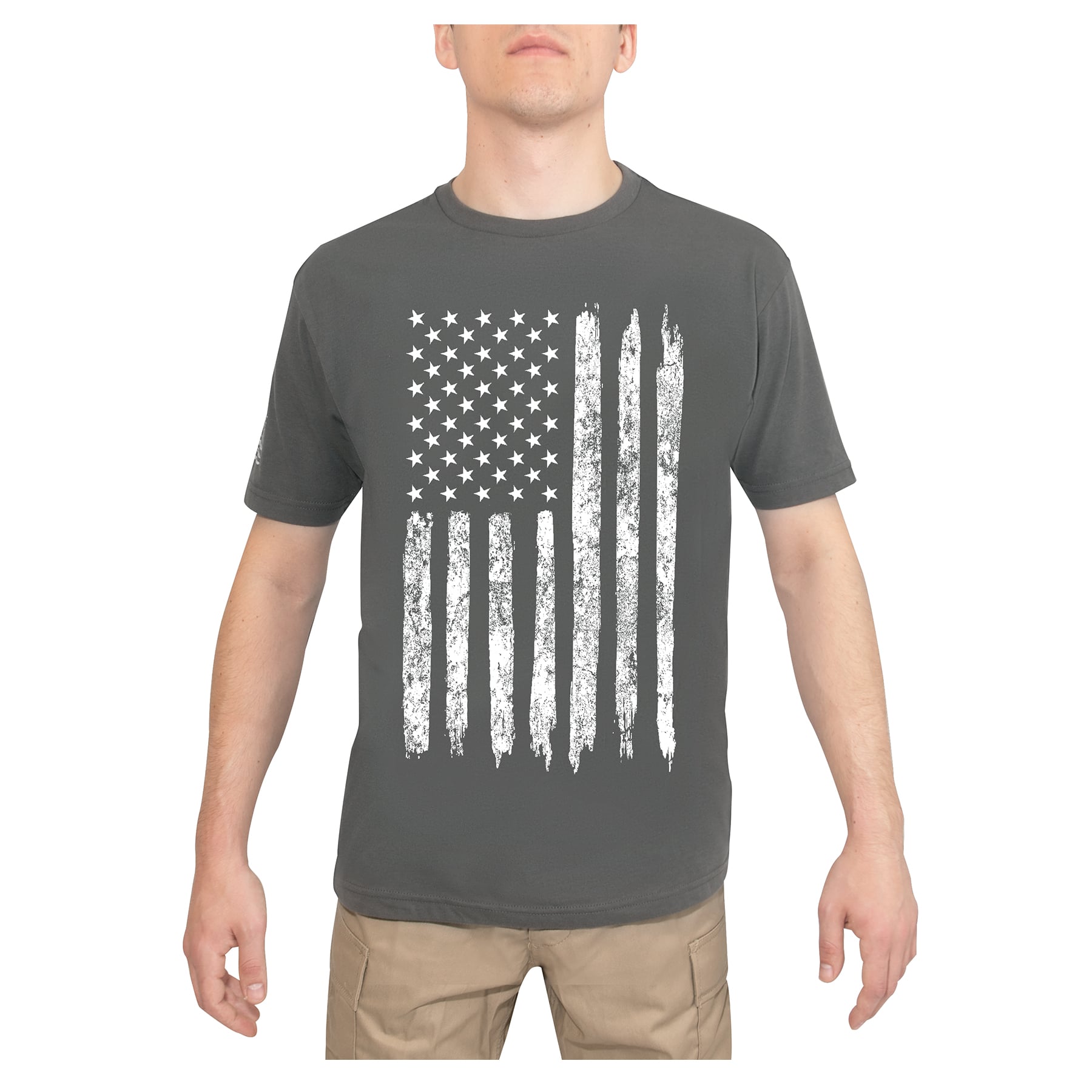 Rothco Distressed Us Flag Athletic Fit T-Shirt - Charcoal Grey, X-Large