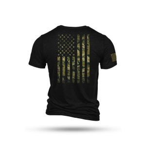 New-Line-Apparel Nine Line American Camo Short Sleeve Shirt Black Triblend XL