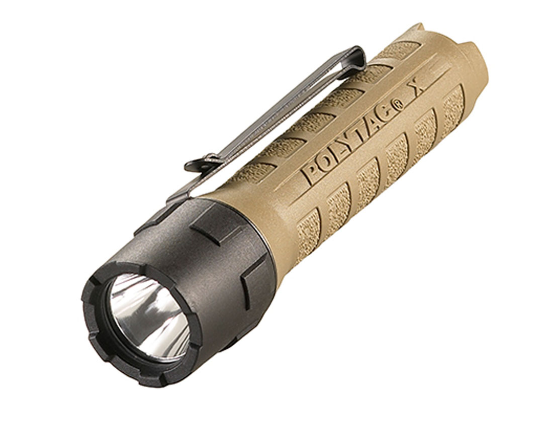 Streamlight PolyTac X 600 Lumen Tactical Flashlight w/ CR123A Batteries, Coyote - 88602