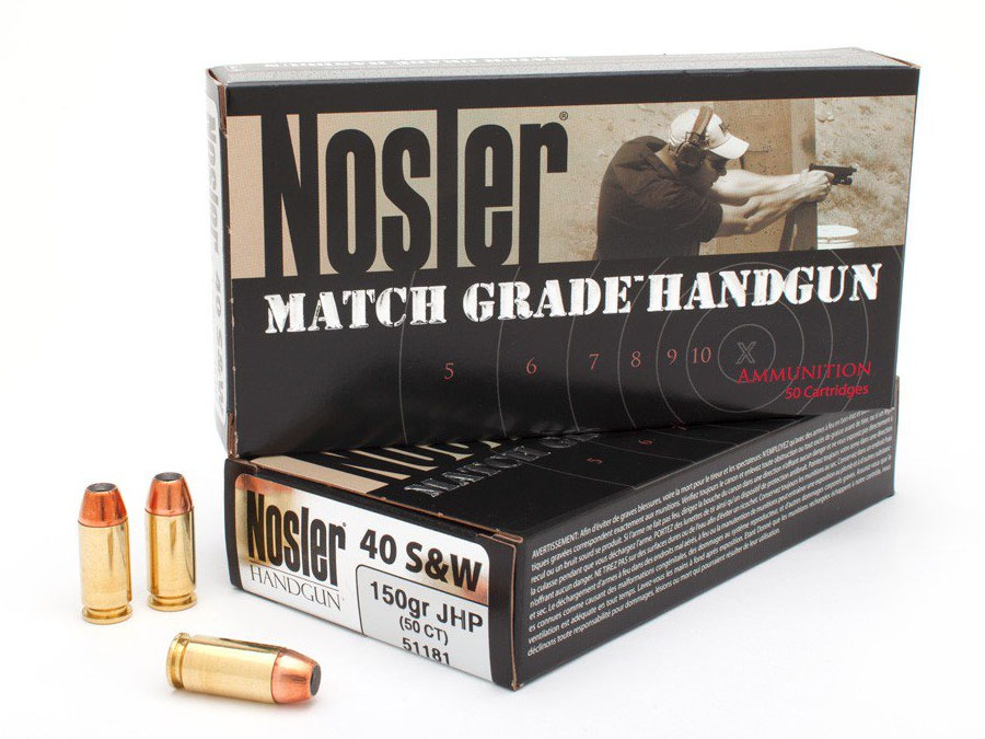 Nosler Match Grade 40 S&W 150 grain JHP Ammo, 50/Box - 51181