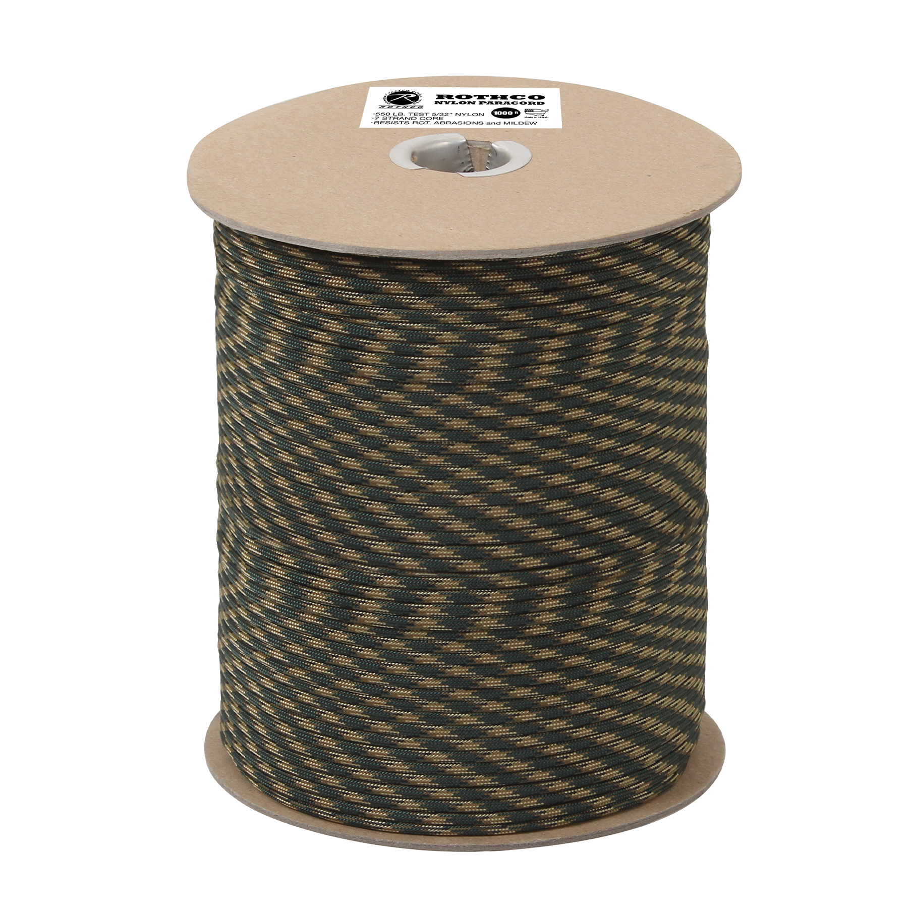 Rothco Nylon Paracord 550Lb 1000 Foot Spool - Woodland Camo