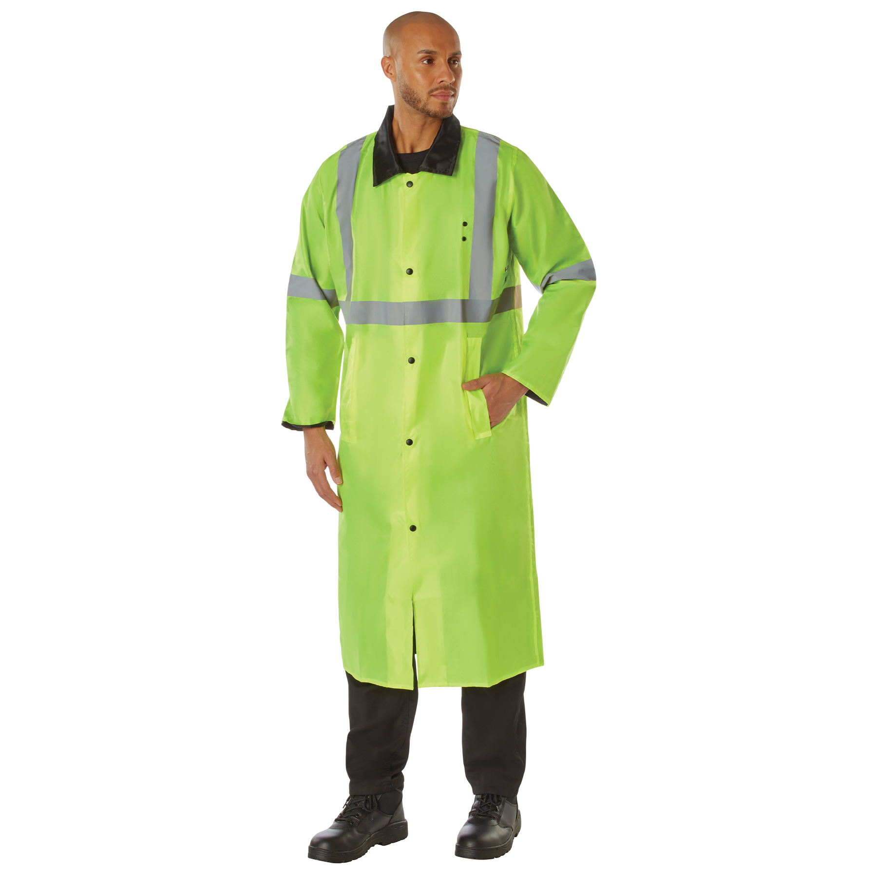 Rothco Reversible Reflective Rain Parka - Safety Green, Large