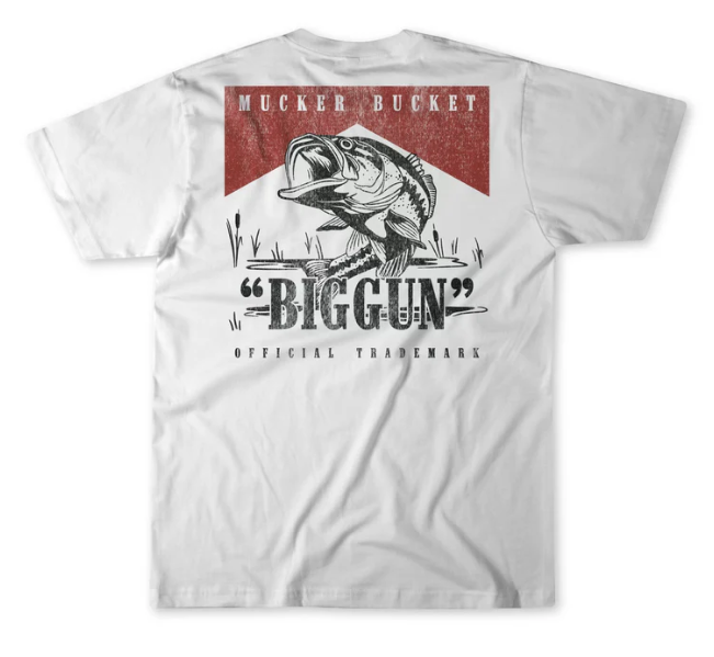 Mucker Bucket Big Gun T-Shirt, X-Large - MB-BIGGUN-WHITE-XL