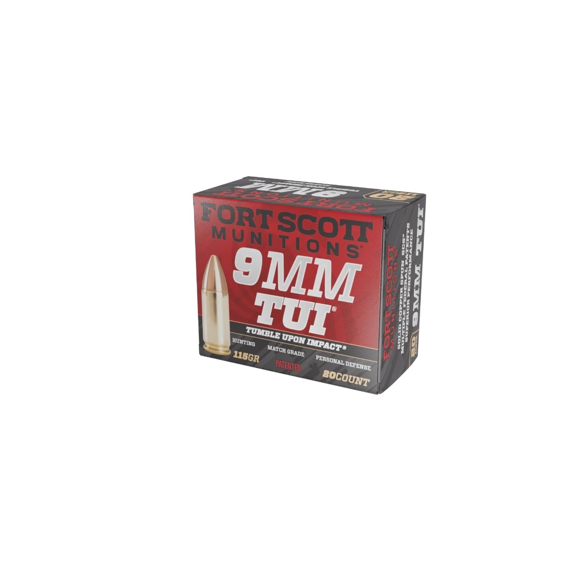 Fort Scott Munitions 9MM115SCVTPD Tumble Upon Impact (TUI) 9mmLuger 115gr Solid Copper Spun 20 Per Box/25 Case *TPD-9 Coated - No Credit Card Fees - Low, flat rate shipping