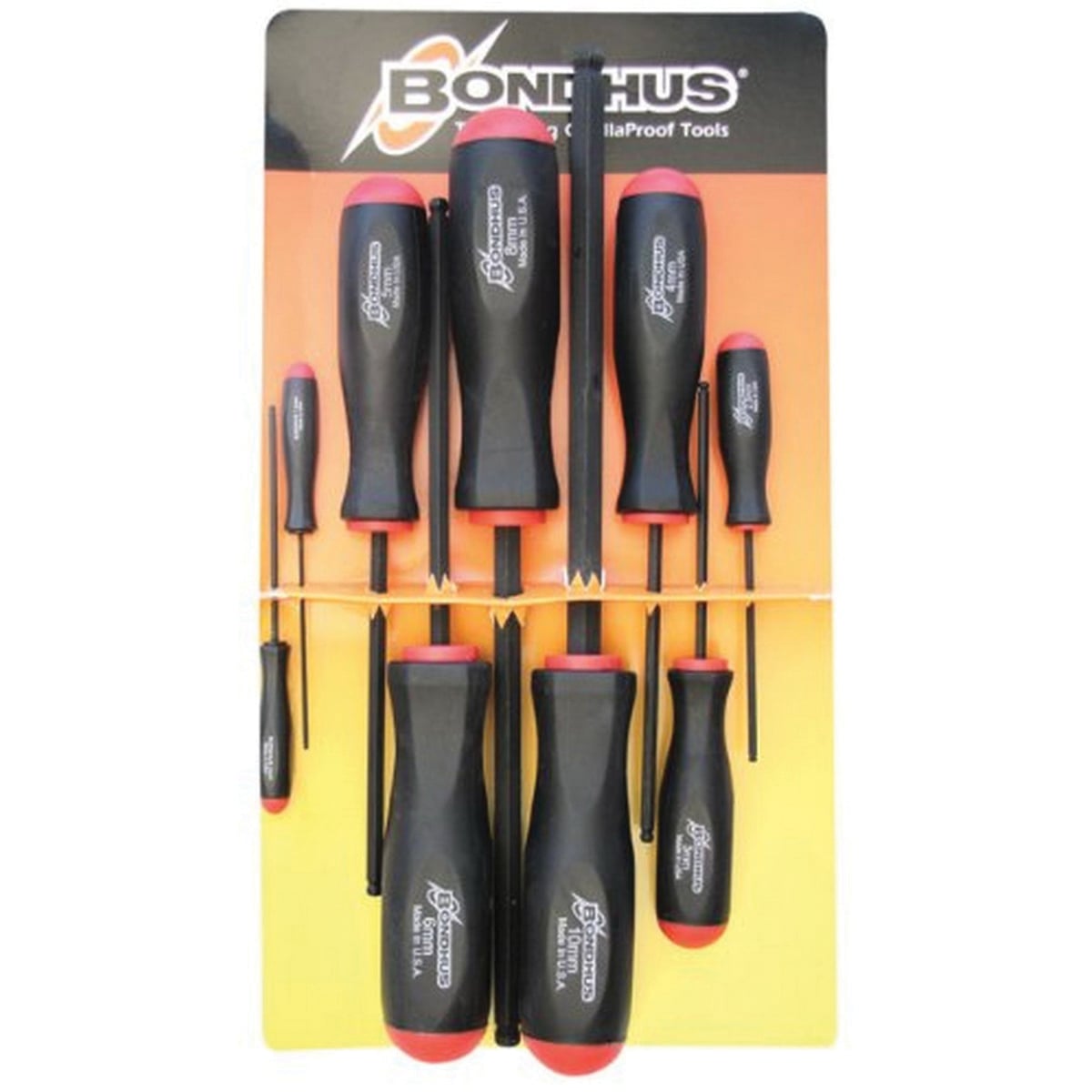 Bondhus BSX9M 9-Piece Standard Length Ball End Screwdriver Set