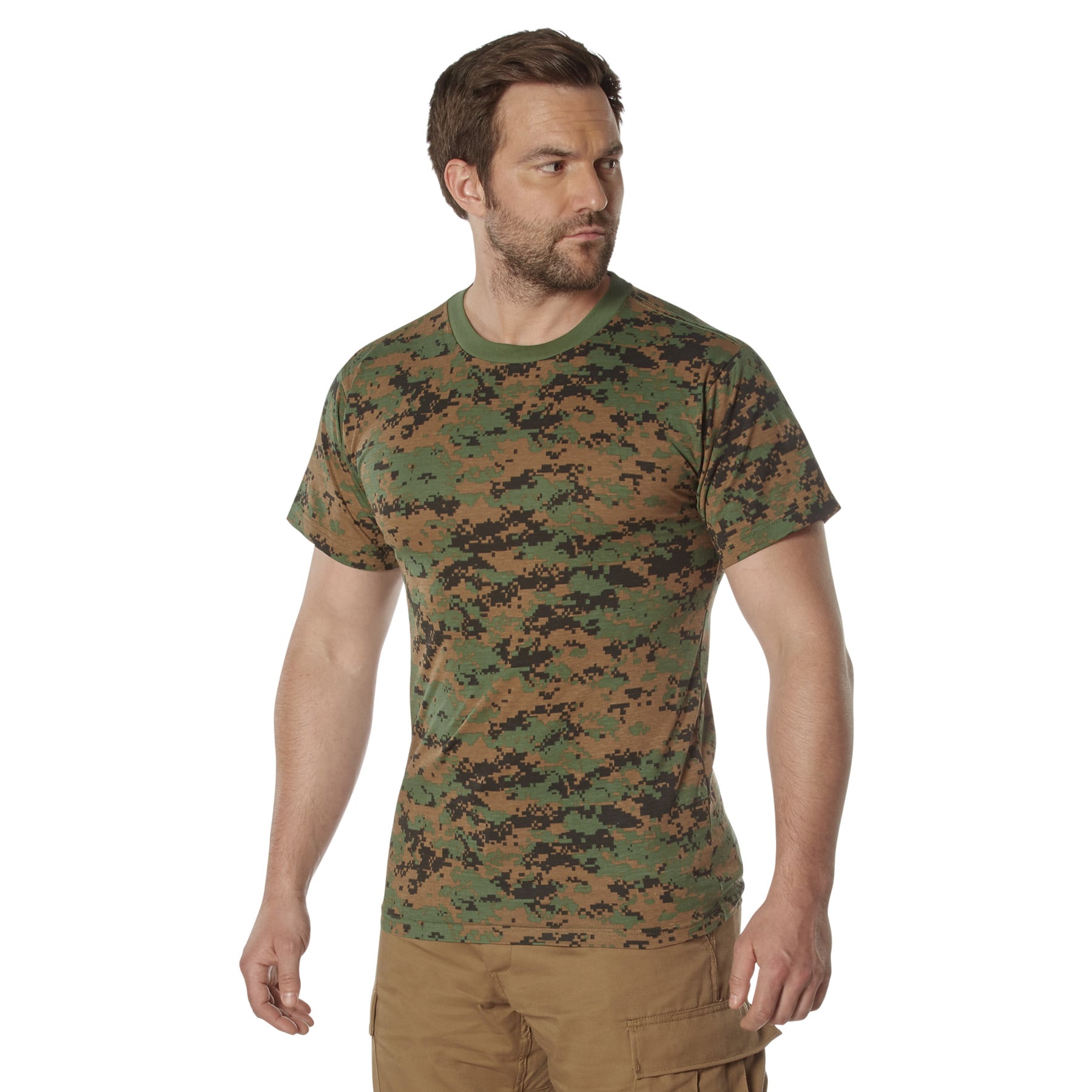 Rothco Camo 100 Cotton T-Shirt - Woodland Digital Camo, Medium