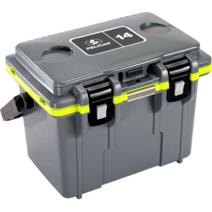 PELICAN COOLERS IM 14 QUART DKGRAY/GREEN W/DRY STORAGE