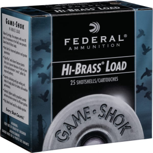 Federal Game-Shok Hi-Brass 20 Gauge 2.75\" 1 oz #7.5 Lead Shot 25 Rounds Brass-Plated Steel Case