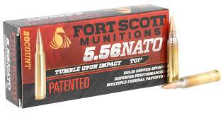 Fort Scott Munitions 556055SCV Tumble Upon Impact (TUI) 5.56x45mmNATO 55gr Solid Copper Spun 20 Per Box/25 Case - No Credit Card Fees - Low, flat rate shipping