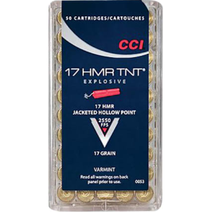 CCI 0053 Varmint 17 Hornady Magnum Rimfire (HMR) 17 GR TNT Jacketed Hollow Point - 50rd Box