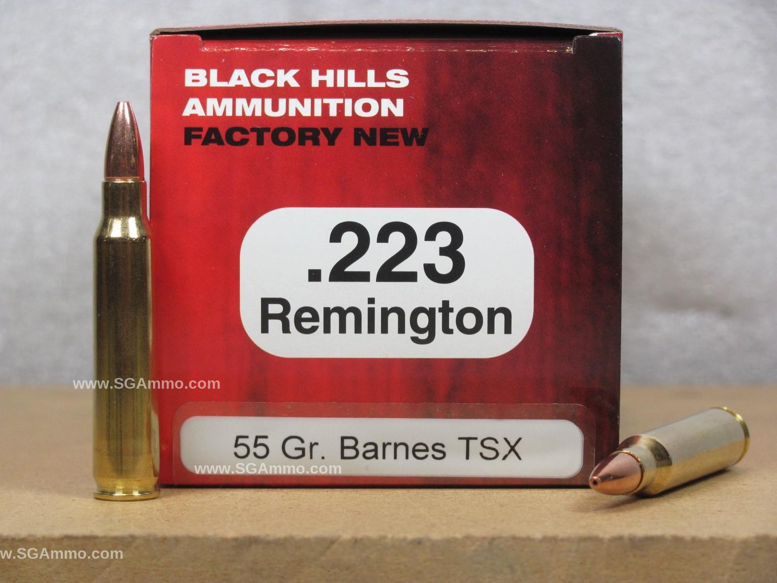 50 Round Box – 223 Rem 55 Grain Barnes TSX Black Hills Ammo – D223N17