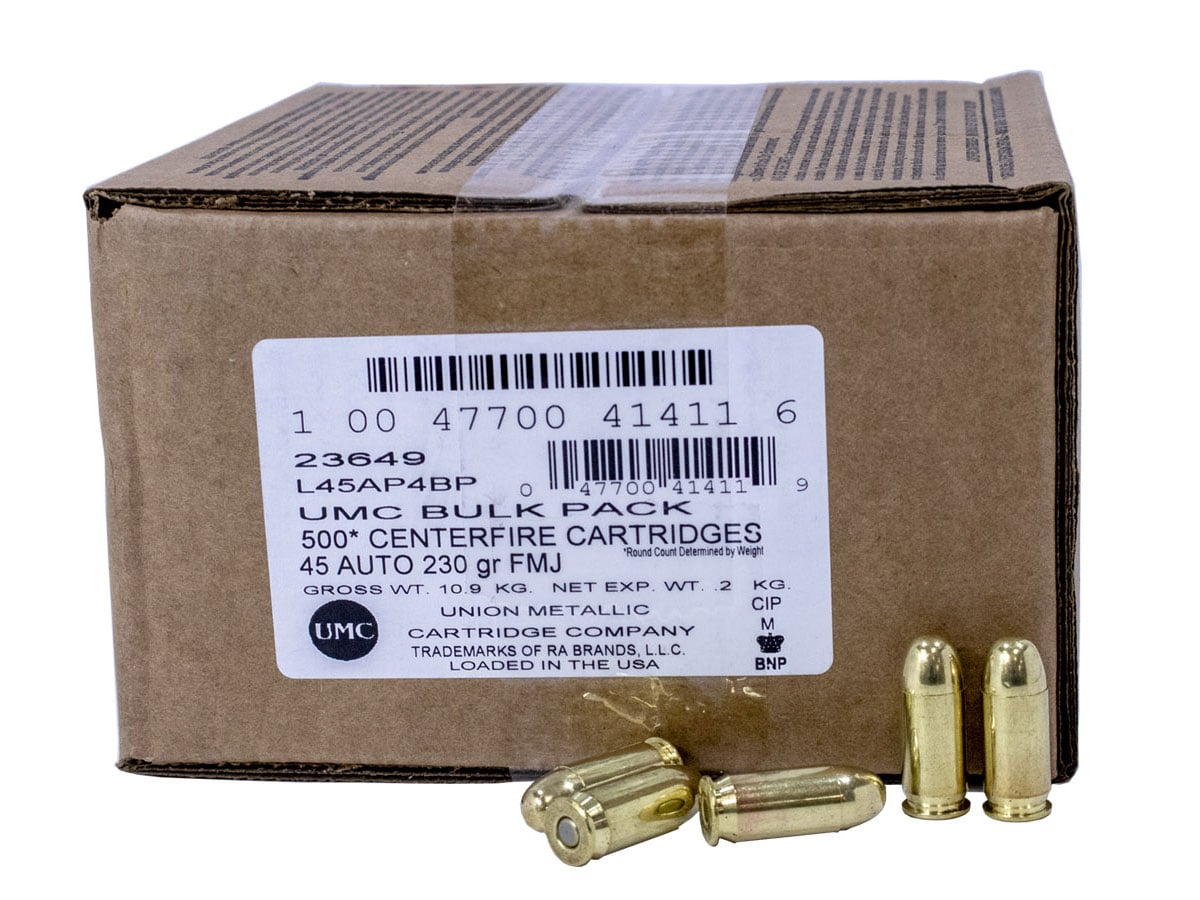 Remington UMC 230 gr FMJ 45 ACP Ammunition, 500 Rounds - 23649
