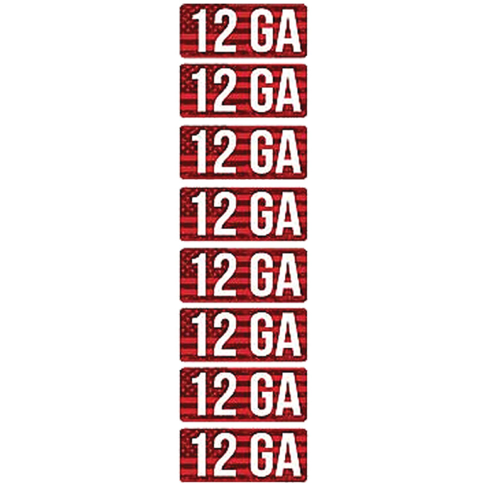 MTM Case Gard 12 Gauge 2.25" L Ammo Caliber Label, Red/White Pack of 8