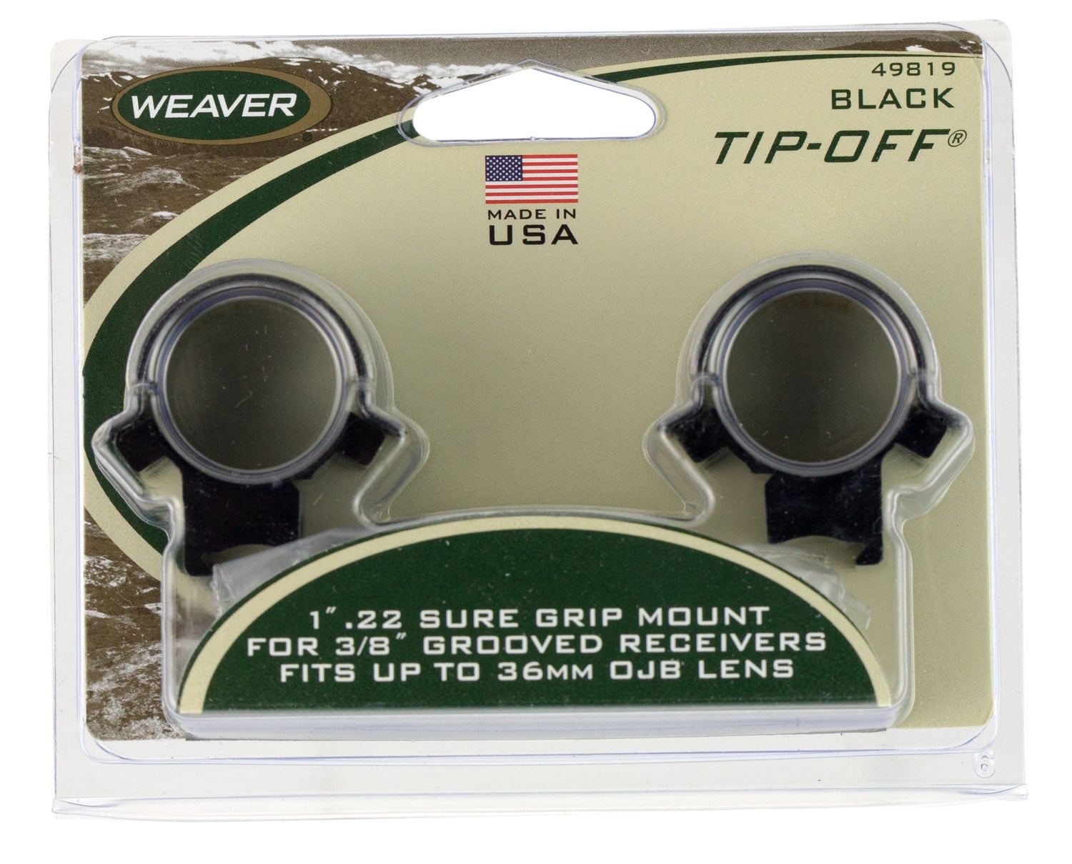 Weaver Sure Grip 1 inch Medium Aluminum High Quality Tactical Style Scope Ring, Gloss Black - 49819