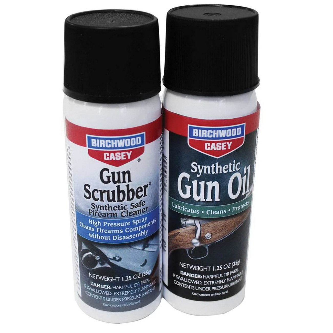 Birchwood Casey Gun Scrubber Synthetic Gun Oil Firearm Cleaner Combo Pack, 1.25 oz Aerosol Can, 2/pack - 33329