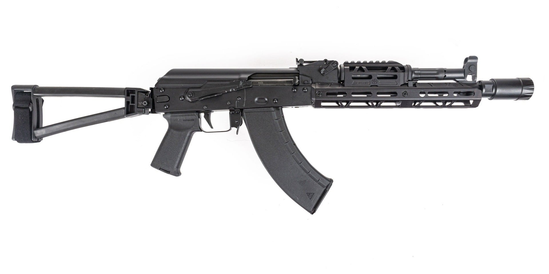 PSA AK-47 GF3 "American Bastard" Pistol with 12.7" 1/2x28 Thread Barrel, JL Billet Extended Rail, and Linear Comp Flash Can