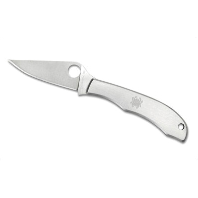 Spyderco HoneyBee Plain Edge Folding Knife, Silver - C137P