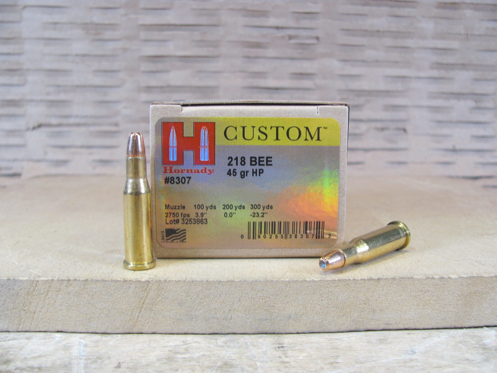 250 Round Case – 218 BEE 45 Grain HP Hornady Custom Ammo – 8307