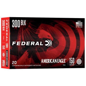 Federal American Eagle Rifle Ammunition .300 AAC Blackout 150 gr FMJ-BT 1900 fps 20/ct