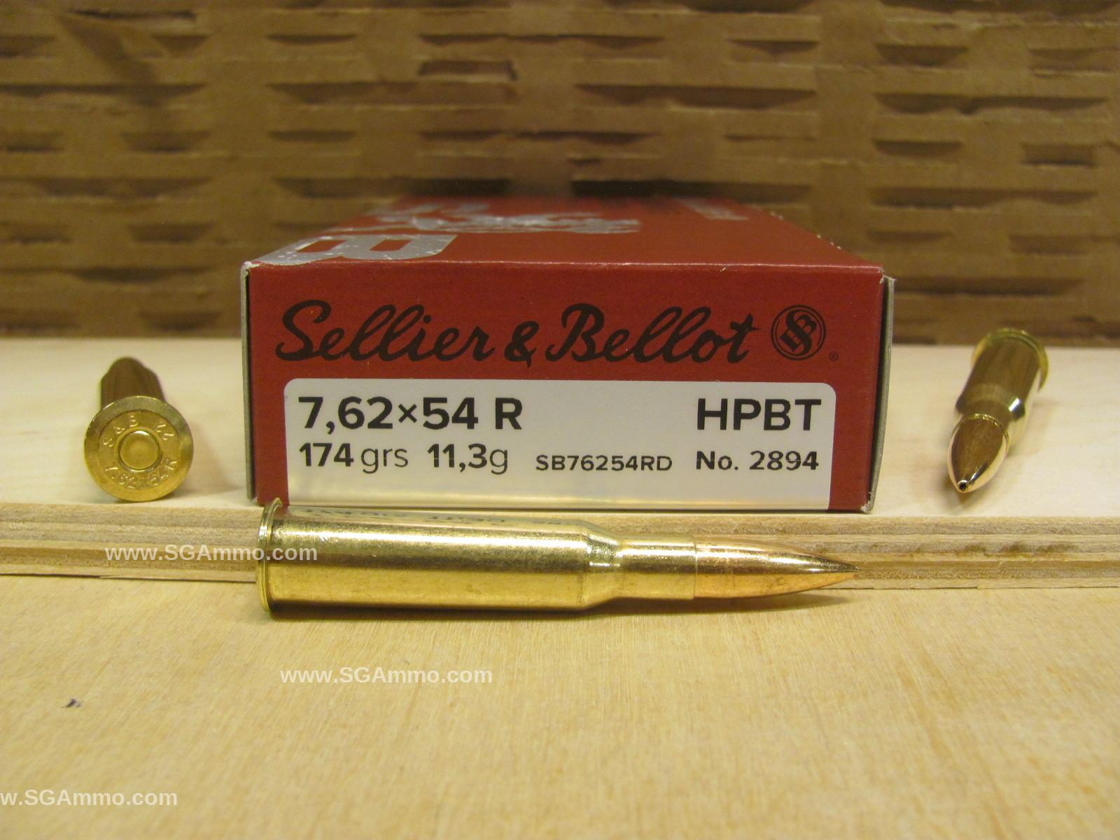 400 Round Case – 7.62x54R Sellier Bellot Match 174 Grain BTHP Ammo – SB76254RD