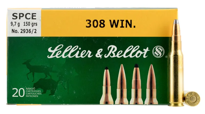 Sellier & Bellot 150 gr Semi-Jacketed Soft Point Cutting Edge .308 Win/7.62 Ammo, 20/box - SB308D