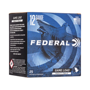 Federal Game Load Upland Heavy Field 12 Gauge Ammo 2-3/4" #4 Lead Shot 1-1/8 oz Box of 25