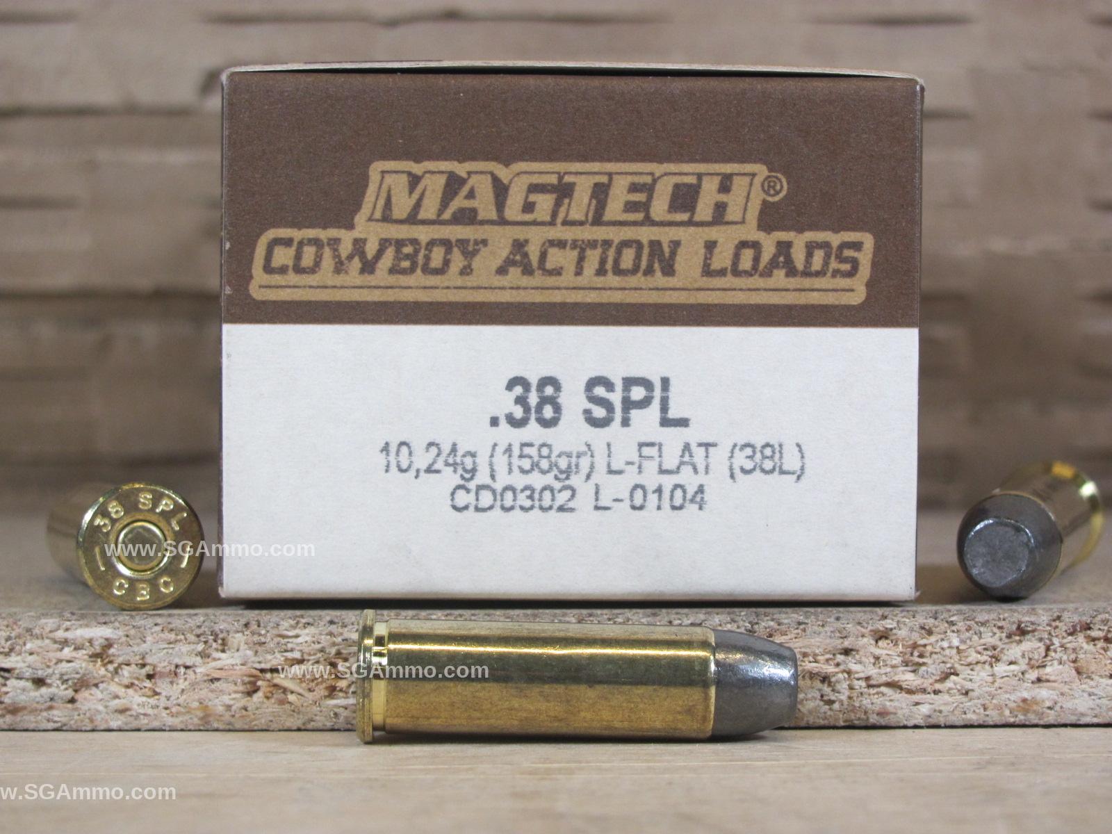 50 Round Box – 38 Special 158 Grain L-Flat Cowboy Action Load Ammo By Magtech – 38L