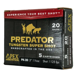 Apex-Ammunition Apex Ammunition Predator TSS Shotshells 20ga 3" 1-1/2oz 1125 fps #2 5/ct