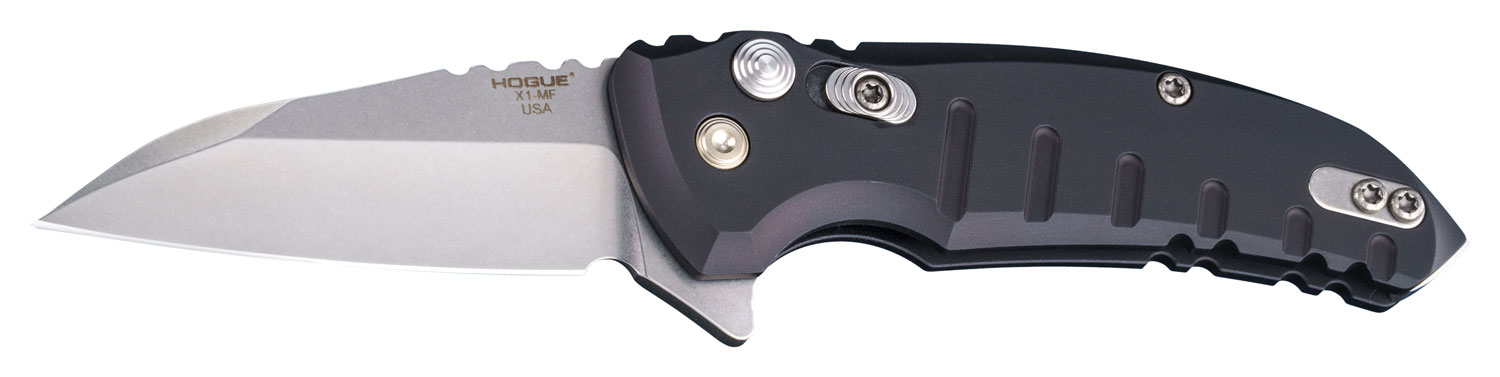 Hogue X1-MicroFlip Wharncliffe Flipper Knife, 2.75", Matte Black - 24160
