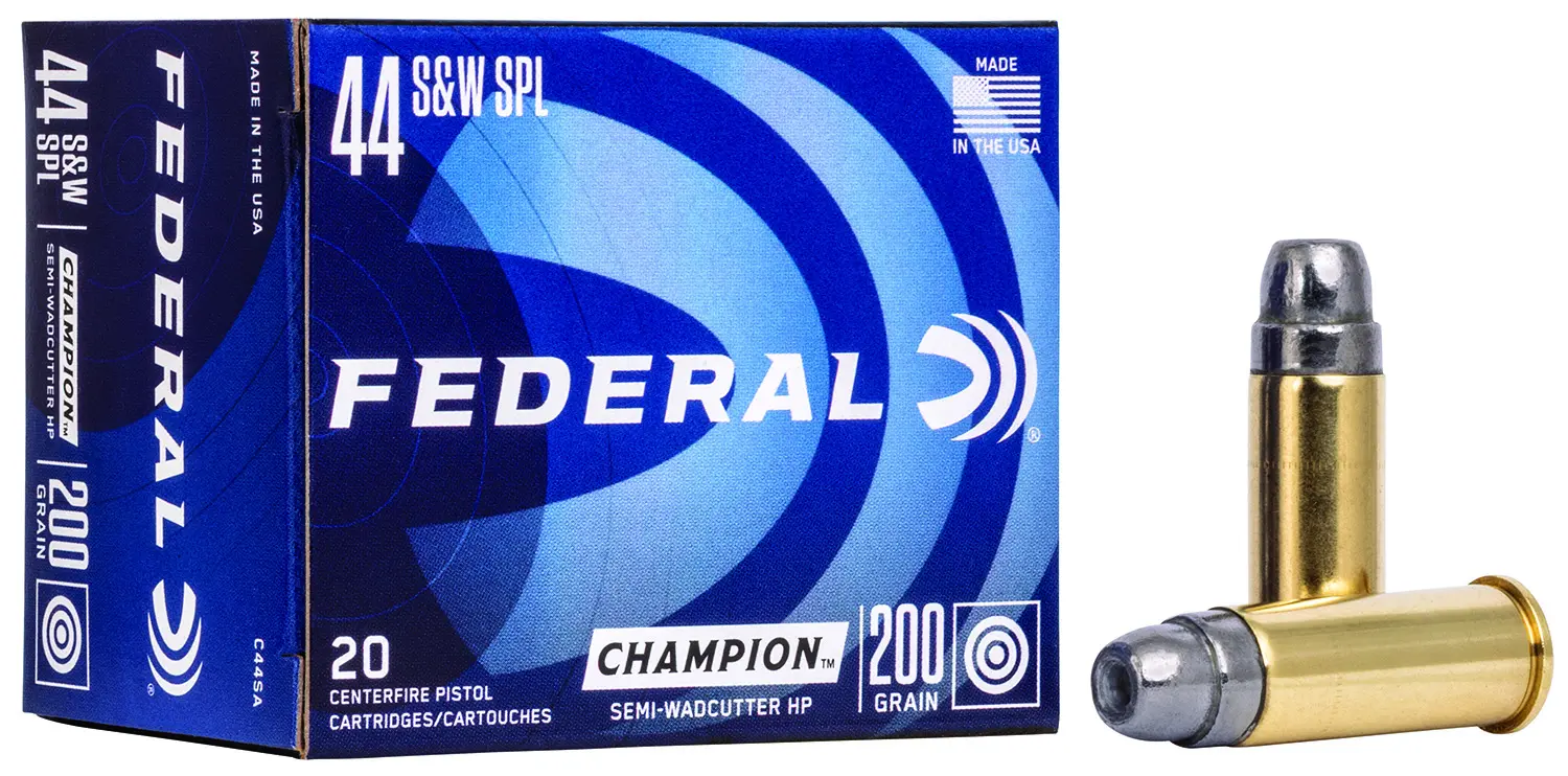 Federal C44SA Champion Training 44S Spl 200gr Semi Wadcutter Hollow Point 20 Per Box/25 Case