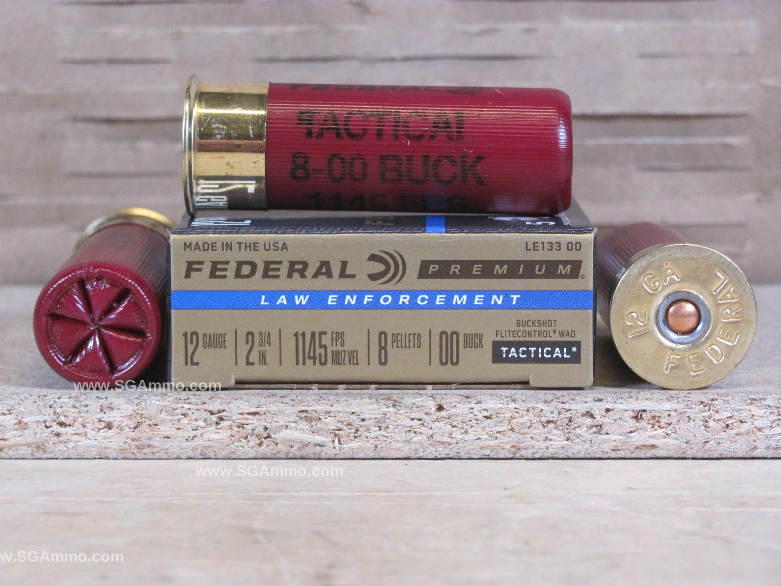 5 Round Box – 12 Gauge 2.75 Inch 8 Pellet 00 Buckshot Federal Flite-Control Ammo – LE13300