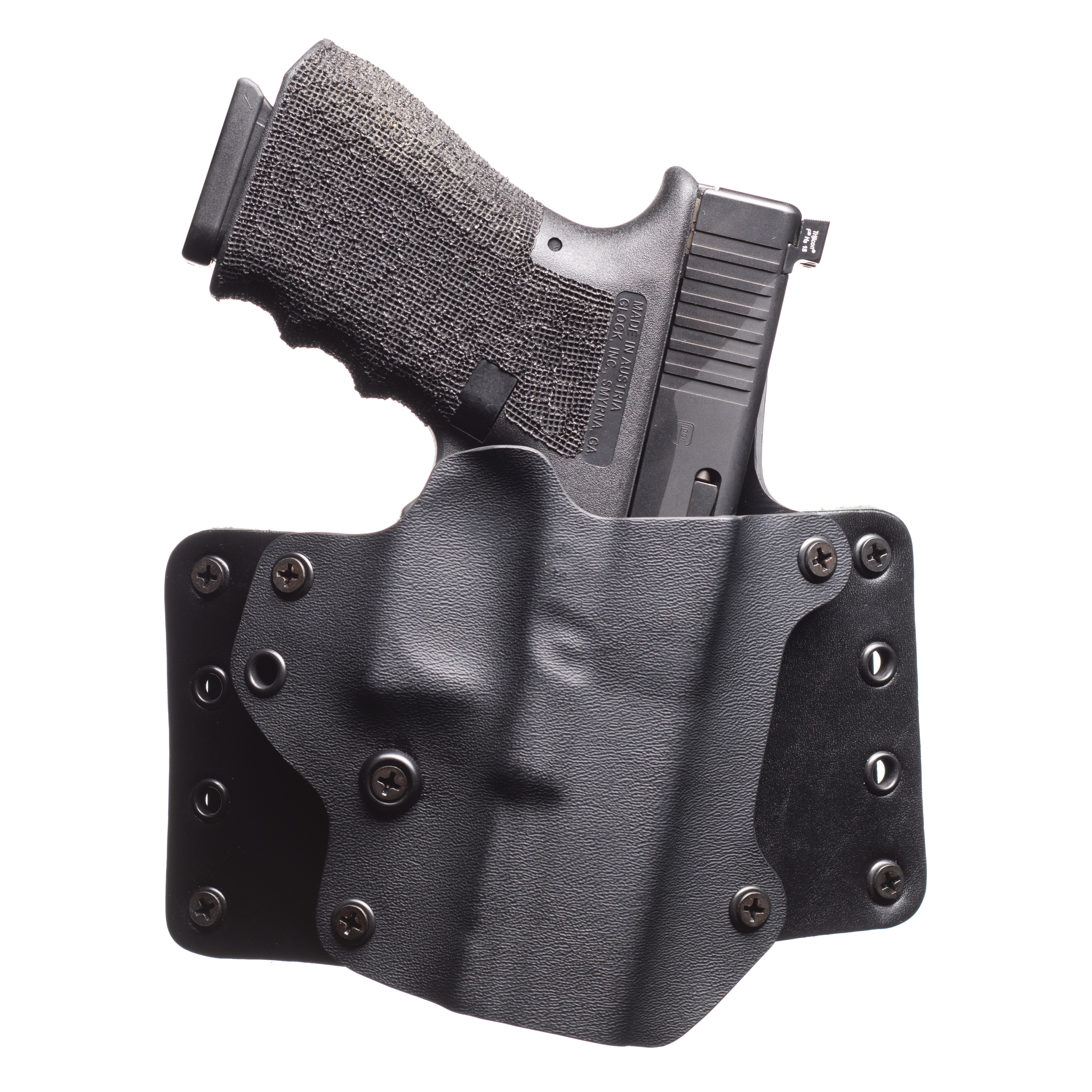 Black Point Tactical Leather Wing Right Hand Glock 19/23/32 Holster, Black - GL1920S11120L1