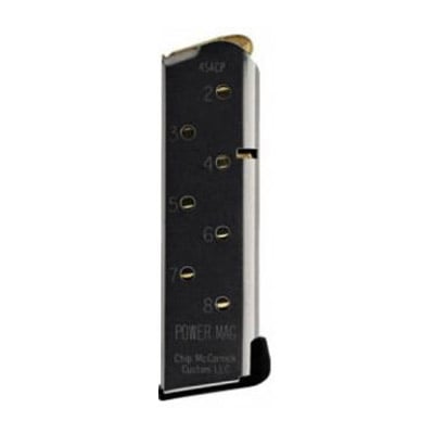 Chip McCormick 1911 Compact Power Mag Handgun Magazine Stainless Steel .45 ACP 8/rd - No Credit Card Fees - Low, flat rate shipping