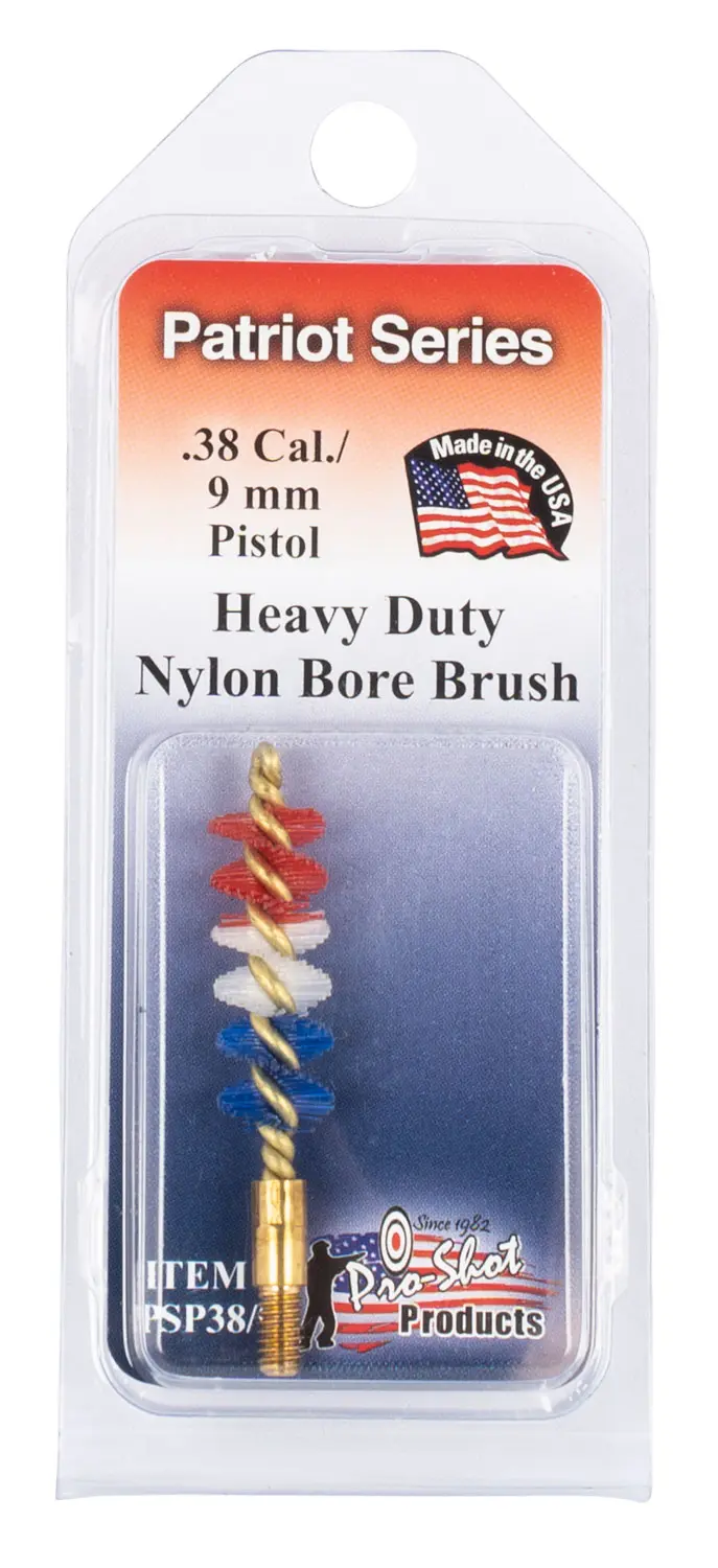 Pro-Shot PSP389 Patriot Series Bore Brush .38 Cal/ 9mm Pistol #8-32 Thread Nylon Bristles Brass Core