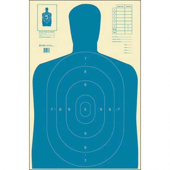 Action Target 23"x35" Economy Target w/ Blue Silhouette Cut Off Below Ring 7, 100/Box - B-27EBLUE-100