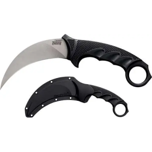 COLD STEEL STEEL TIGER 4.75 PLAIN EDGE HOOKED BLADE W/SHTH
