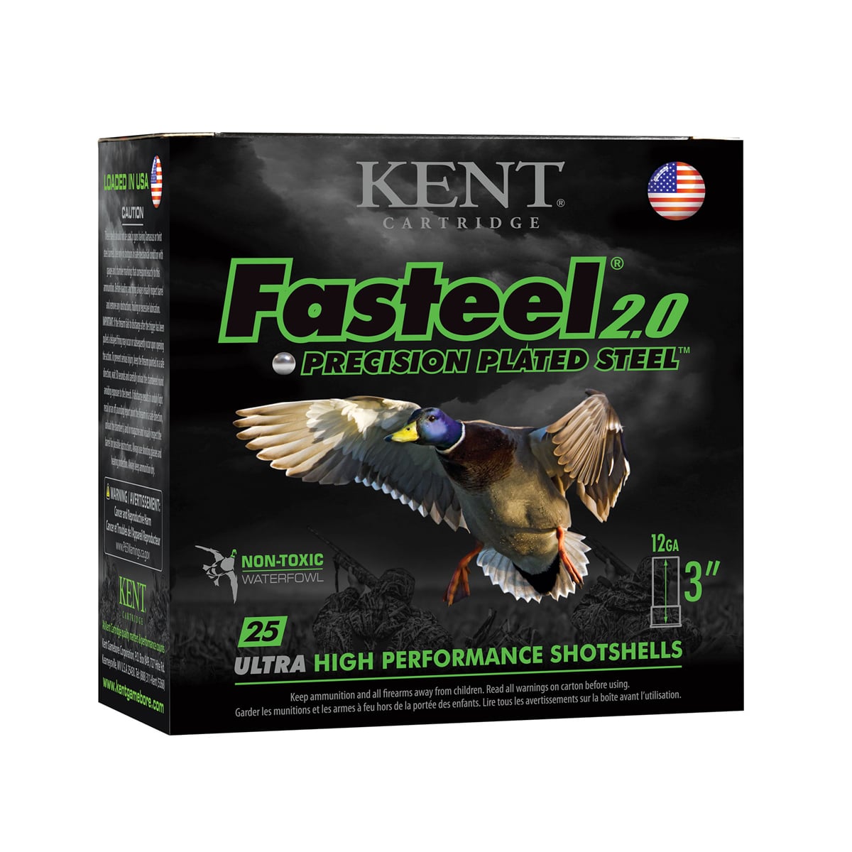 Kent Fasteel 2.0 Precision Plated Steel Load 12 ga. 3 in. 1 1/4 oz. 3 Shot 25 rd. - No Credit Card Fees - Low, flat rate shipping
