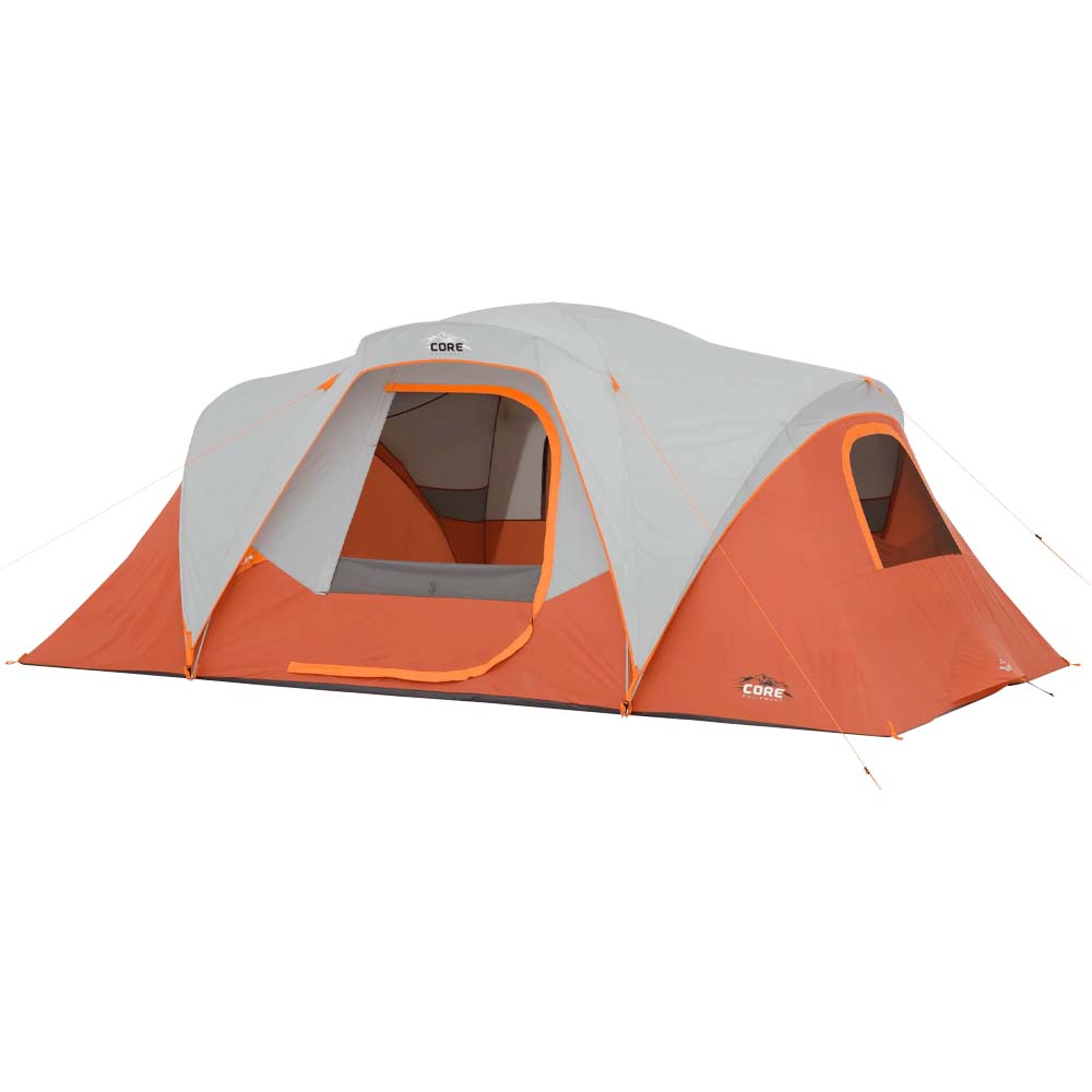 CORE Equipment Extended Dome Plus 9-Person Tent, Orange/Gray - 40269