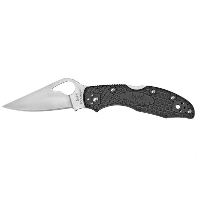 Spyderco Byrd Meadowlark 2 Plain Edge Lightweight Folding Knife, Black - BY04PBK2