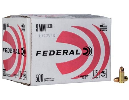 Federal Champion 9mm Bulk Ammo 115 Grain FMJ 500rds