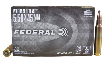 Federal Personal Defense 5.56mm 64 Grain Bonded Lead Soft Point (BLSP) Ammo