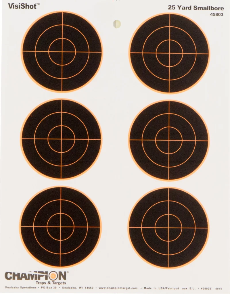 Champion Targets 45803 VisiShot Bullseye Paper Hanging 25 yds Small Bore Rifle 8.50" x 11" Black/White 10 Pack