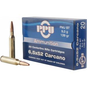 Prvi Partizan PPU PP3006G Metric Rifle Ammunition, 6.5x52mm Carcano, 139 GR, Brass, Boxer, Reloadable Non-Corrosive FMJ - 100 Round Quantity