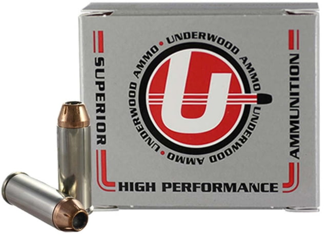 Underwood Ammo .45 Colt +P 250 Grain Jacketed Hollow Point Nickel Plated Brass Cased Pistol Ammo 20 Rounds