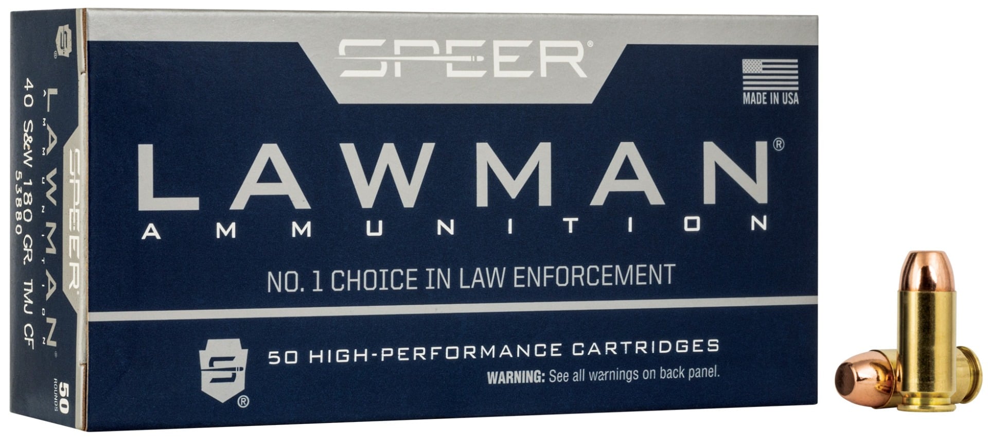 Speer Lawman Clean-Fire Training 180 gr Total Metal Jacket .40 S&W Ammo, 50/box - 53880